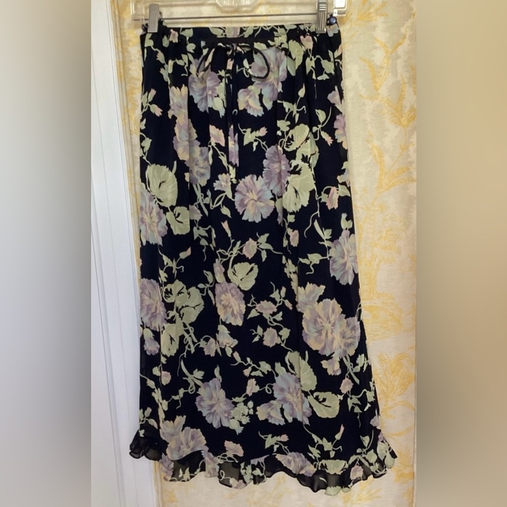 Georgette Ruffled-Hem Skirt